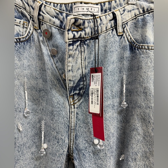 NWT ITMFL Embellished Distressed Flare Jeans - Picture 3 of 12